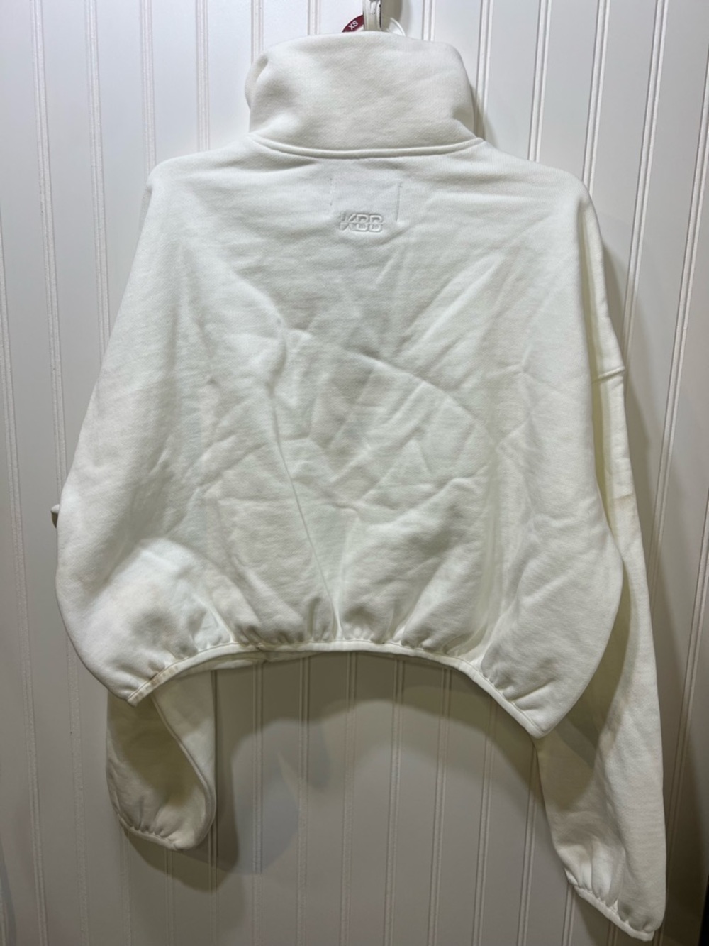 KBB Women's White Half-Zip Mock Neck Sweatshirt XS - see pics for condition - Picture 2 of 7